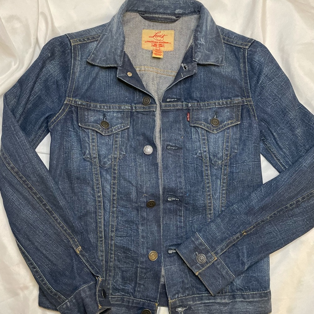 VINTAGE Levi’s sz XS Denim Jean Jacket Trucker River Song Alt Cosplay